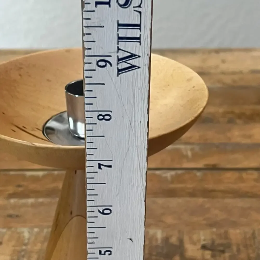 IKEA Tall Turned Wood Candlestick Holder Scandinavian 7.3